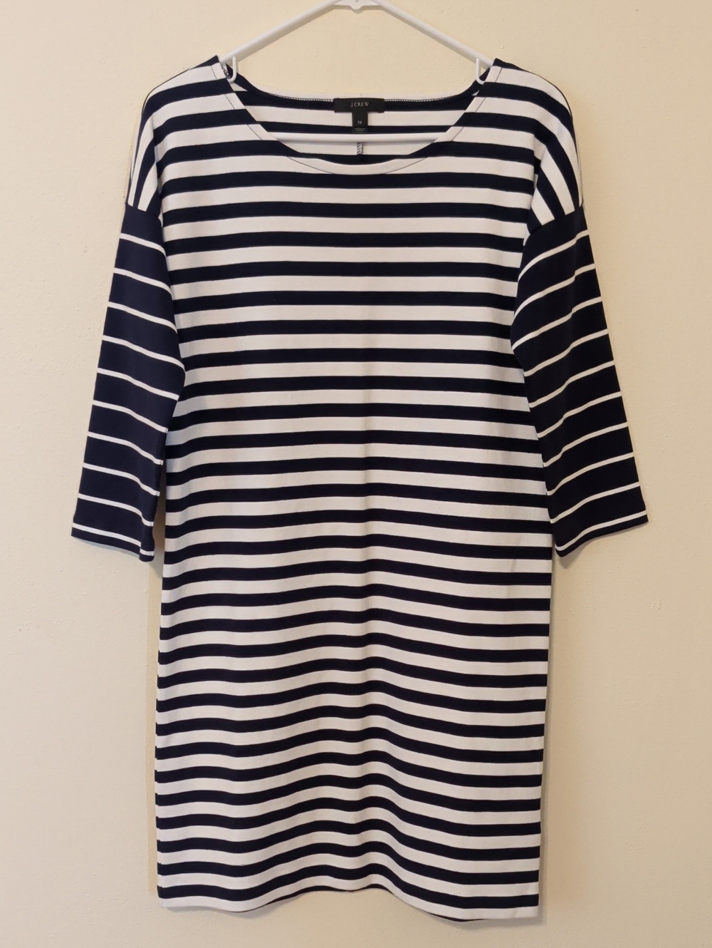 J. Crew Navy and White Striped Boatneck Shift Dress